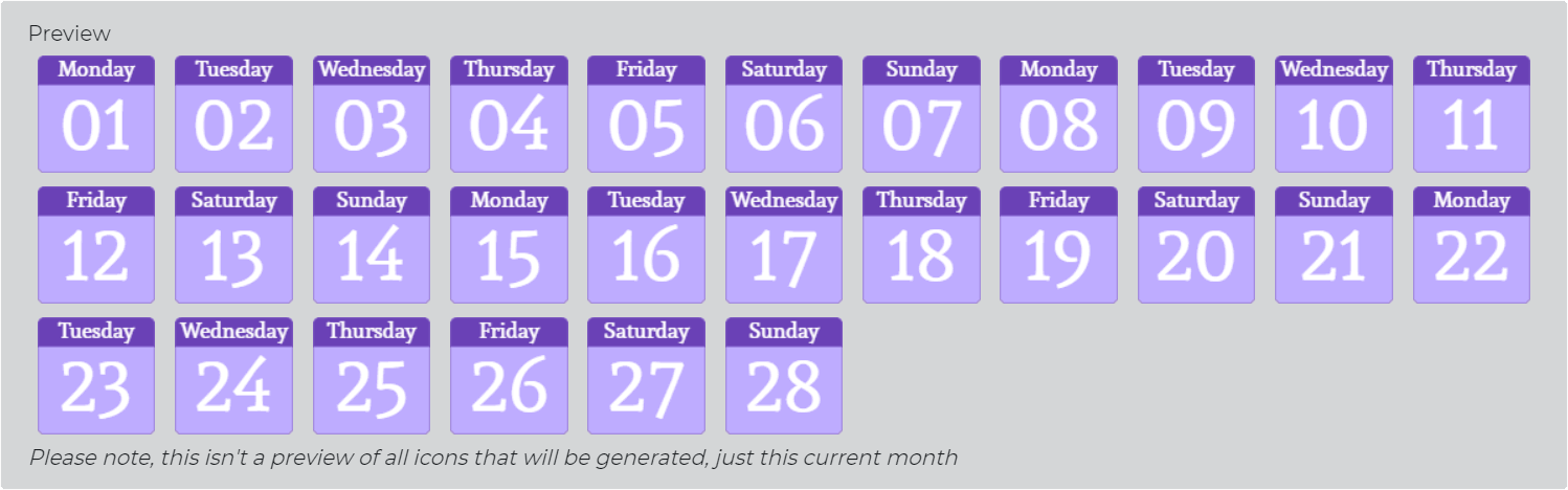 calendar date icon generator